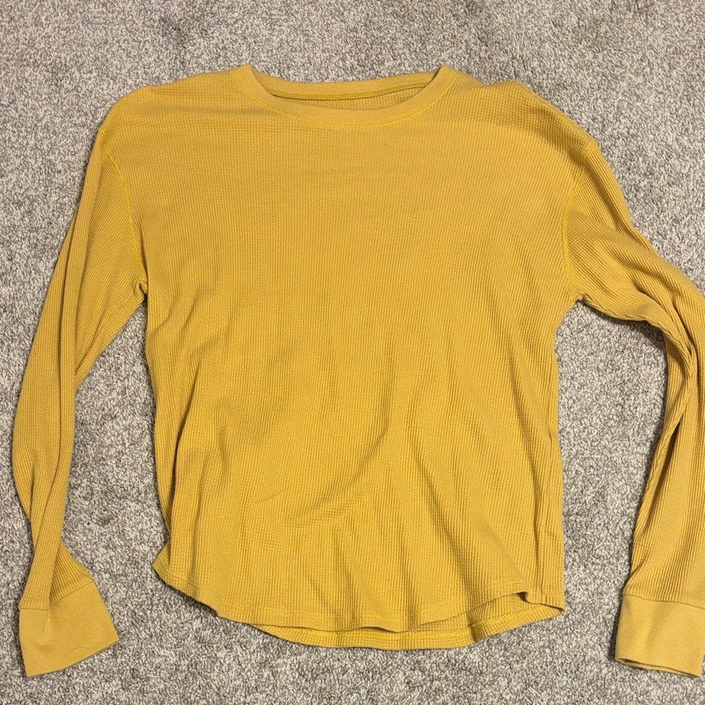 Time and Tru Mustard Waffle Knit Top
